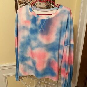 Tie-Dye Pink and Blue Long Sleeve sweatshirt Shirt